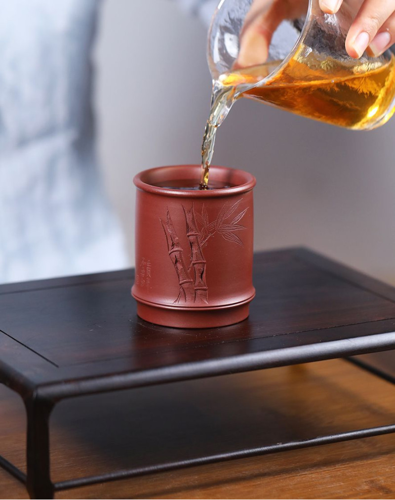 Tasse à thé de calligraphie chinoise Yixing Duan Ni