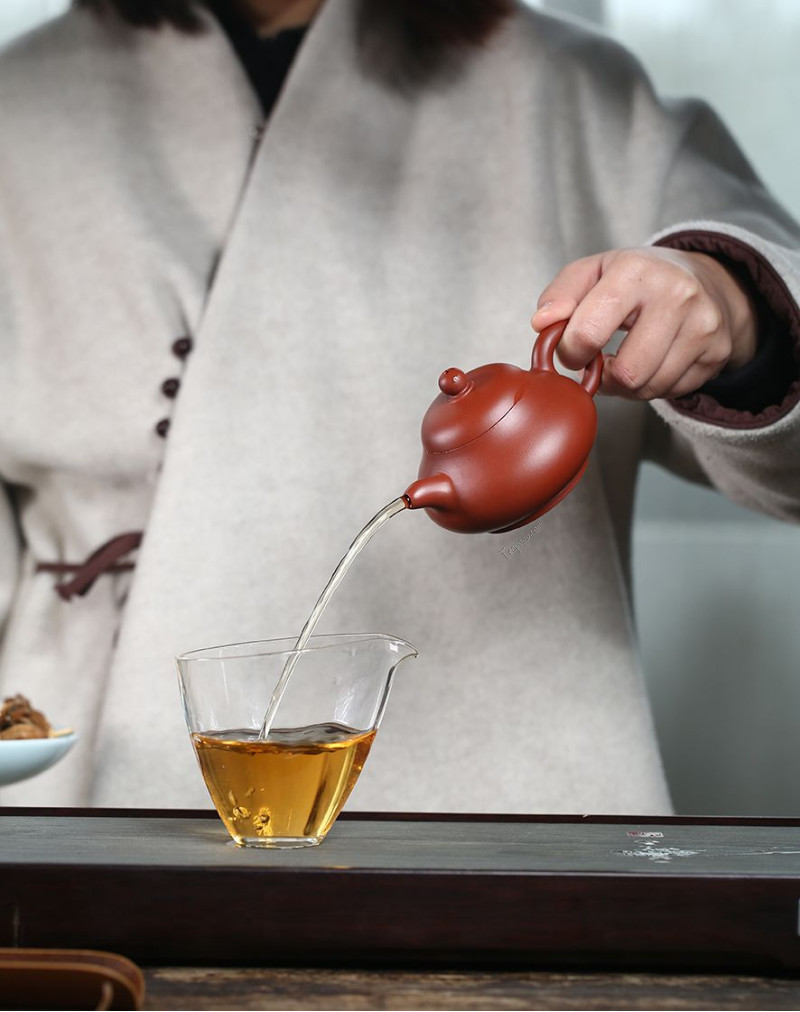 Élégante théière en poire en argile rouge Da Hong Pao