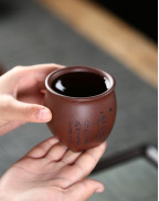 Tasse à thé du bonheur éternel en argile violette faite à la main