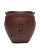 Tasse à thé du bonheur éternel en argile violette faite à la main