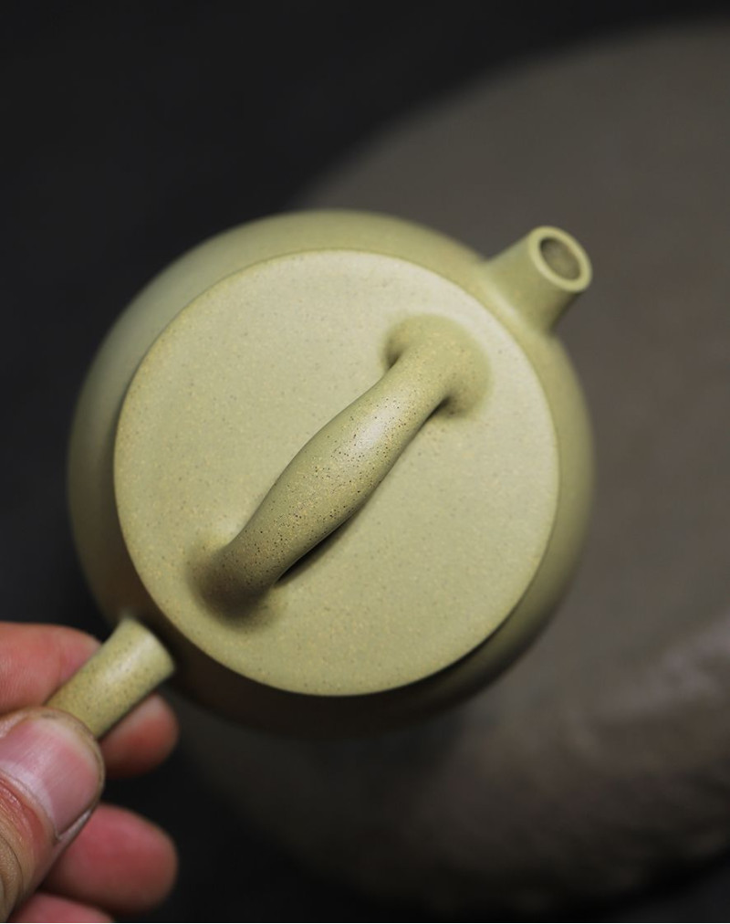 Small Green Clay Zi Sha Stone Pier Tea Pot