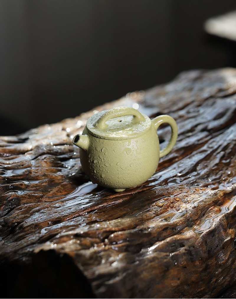 Small Green Clay Zi Sha Stone Pier Tea Pot