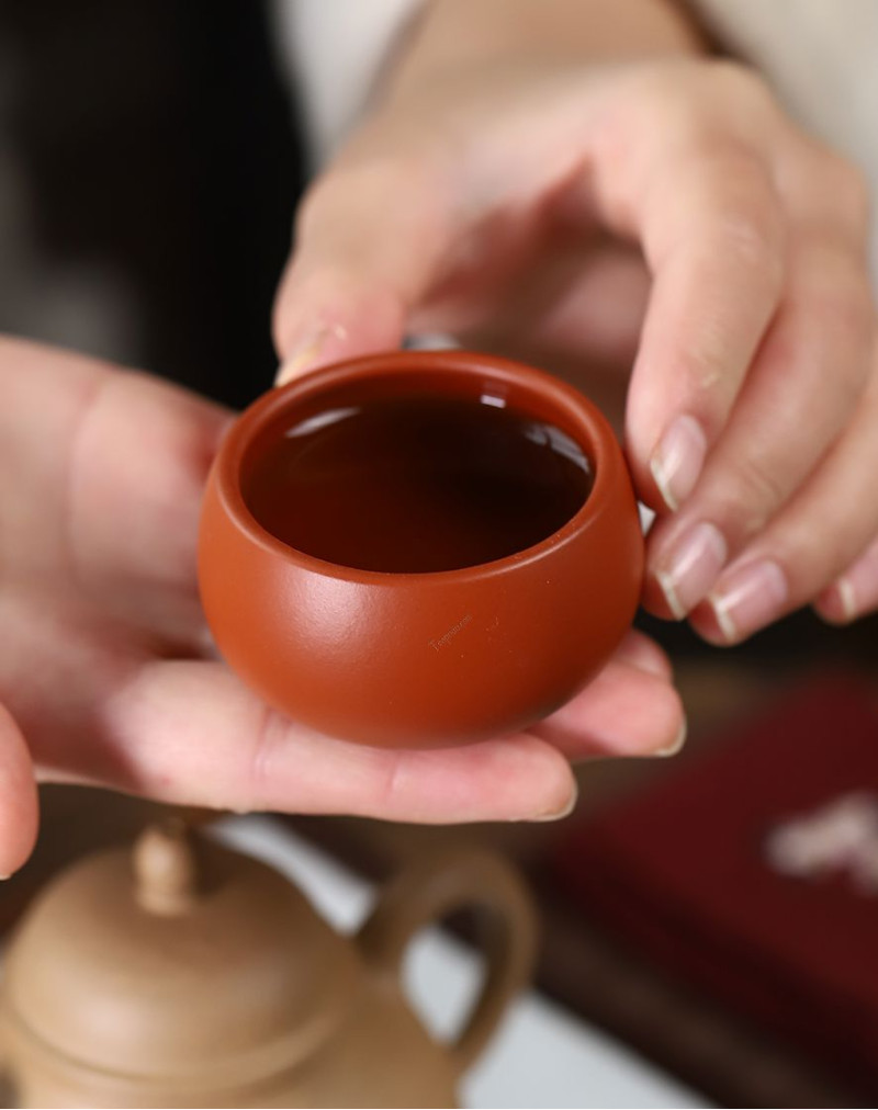 Tasse à thé ronde Da Hong Pao en argile violette Weiqi Box