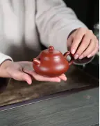 Élégante théière en poire en argile rouge Da Hong Pao