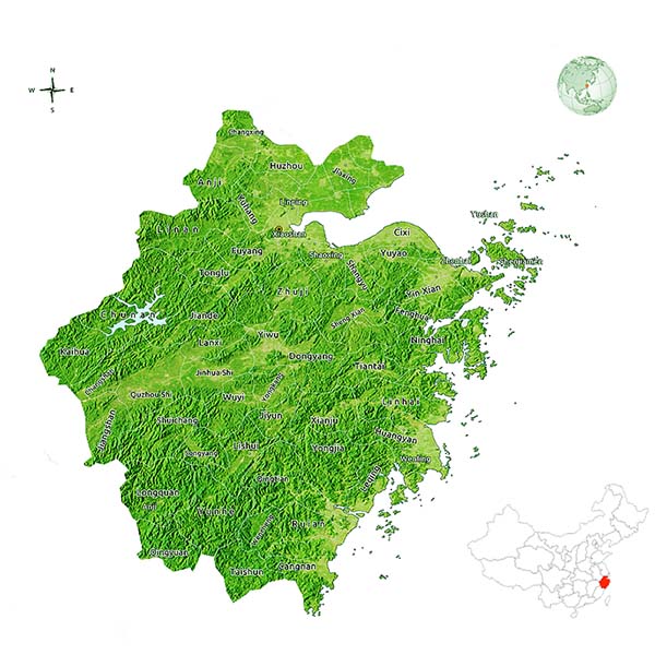 Carte de Zhejiang, Chine Carte de Zhejiang, Chine