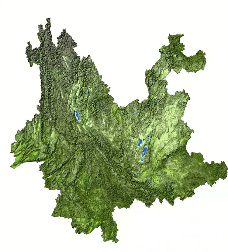 Une carte topographique du Yunnan Une carte topographique du Yunnan